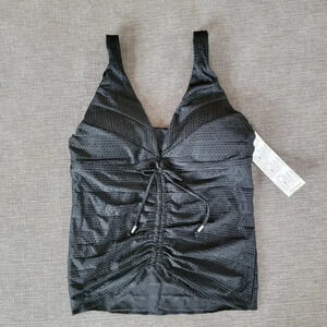 Becca By Rebecca Virtue Women Black Tankini Top Multiway V Neck Tie Fron…